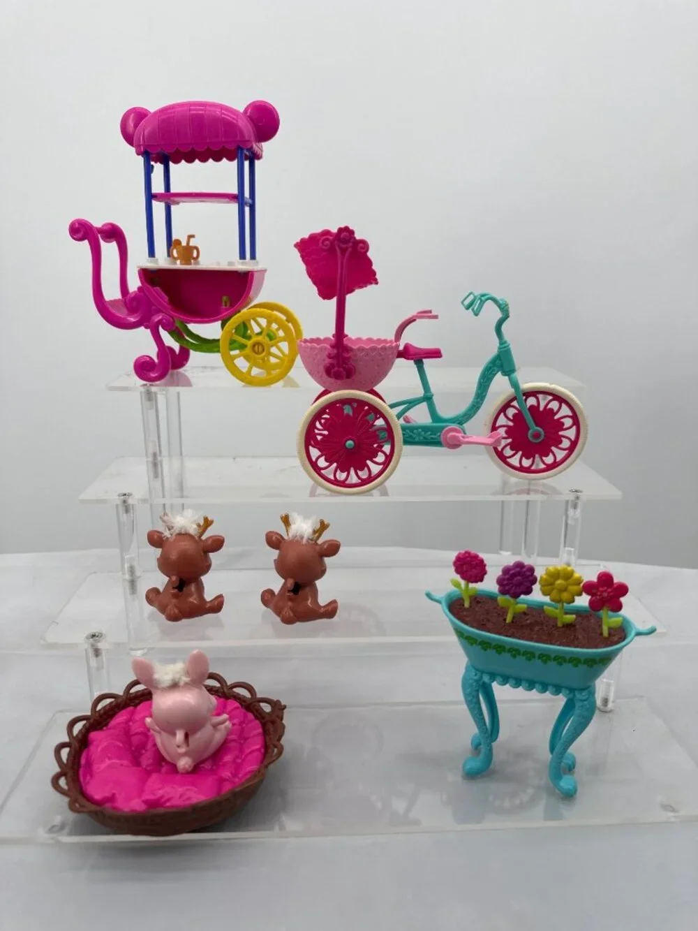 Mattel Enchantimals Toy Lot Fruit Cart Tricycle Deer Bunny Figures Replacement